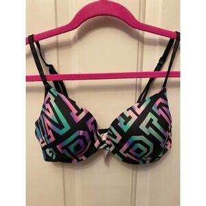 Victoria's Secret Everywhere Push-Up Bra 34C Black/Multicolor Print